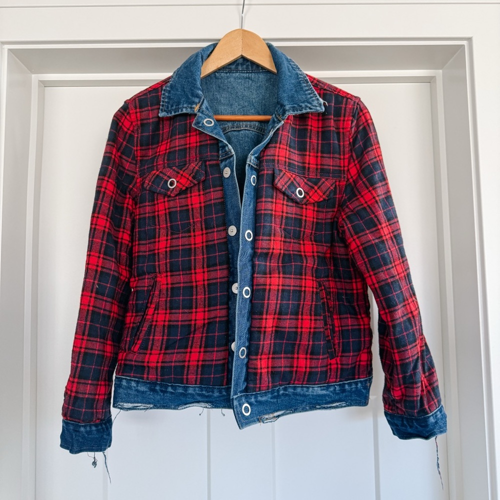 Blank NYC Reversible Plaid Denim Jacket